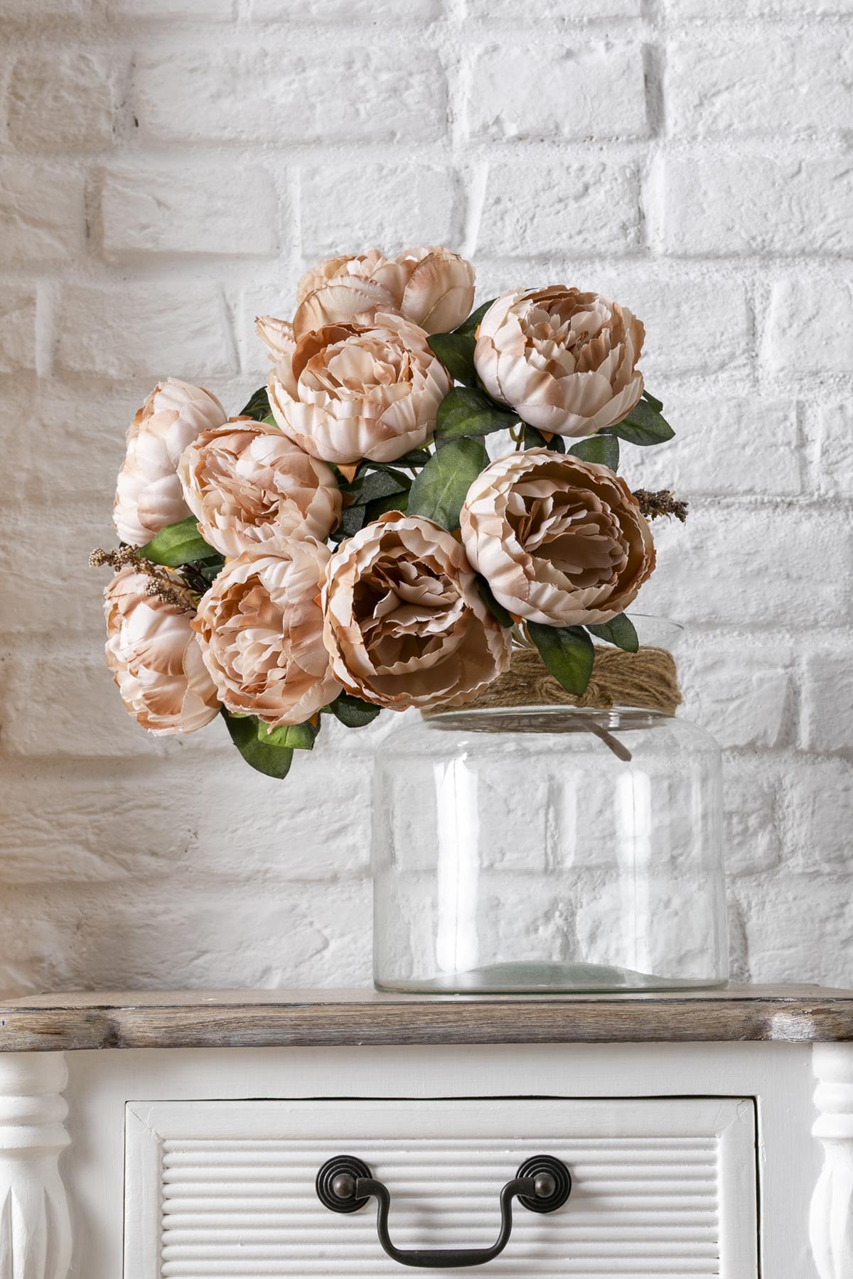 Yapay Şakayık Demeti Kahverengi 35 Cm 9 Dal