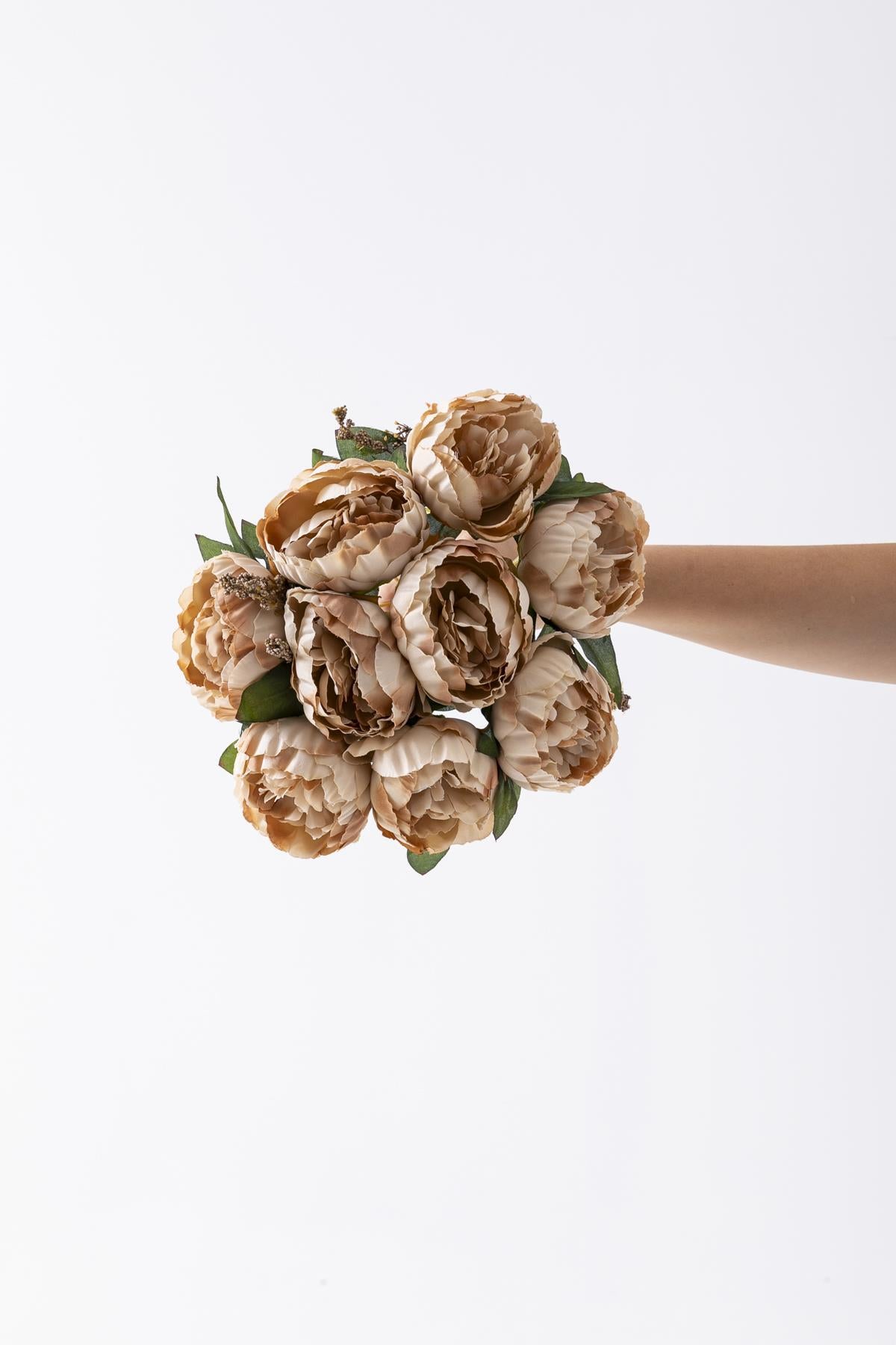 Yapay Şakayık Demeti Kahverengi 35 Cm 9 Dal