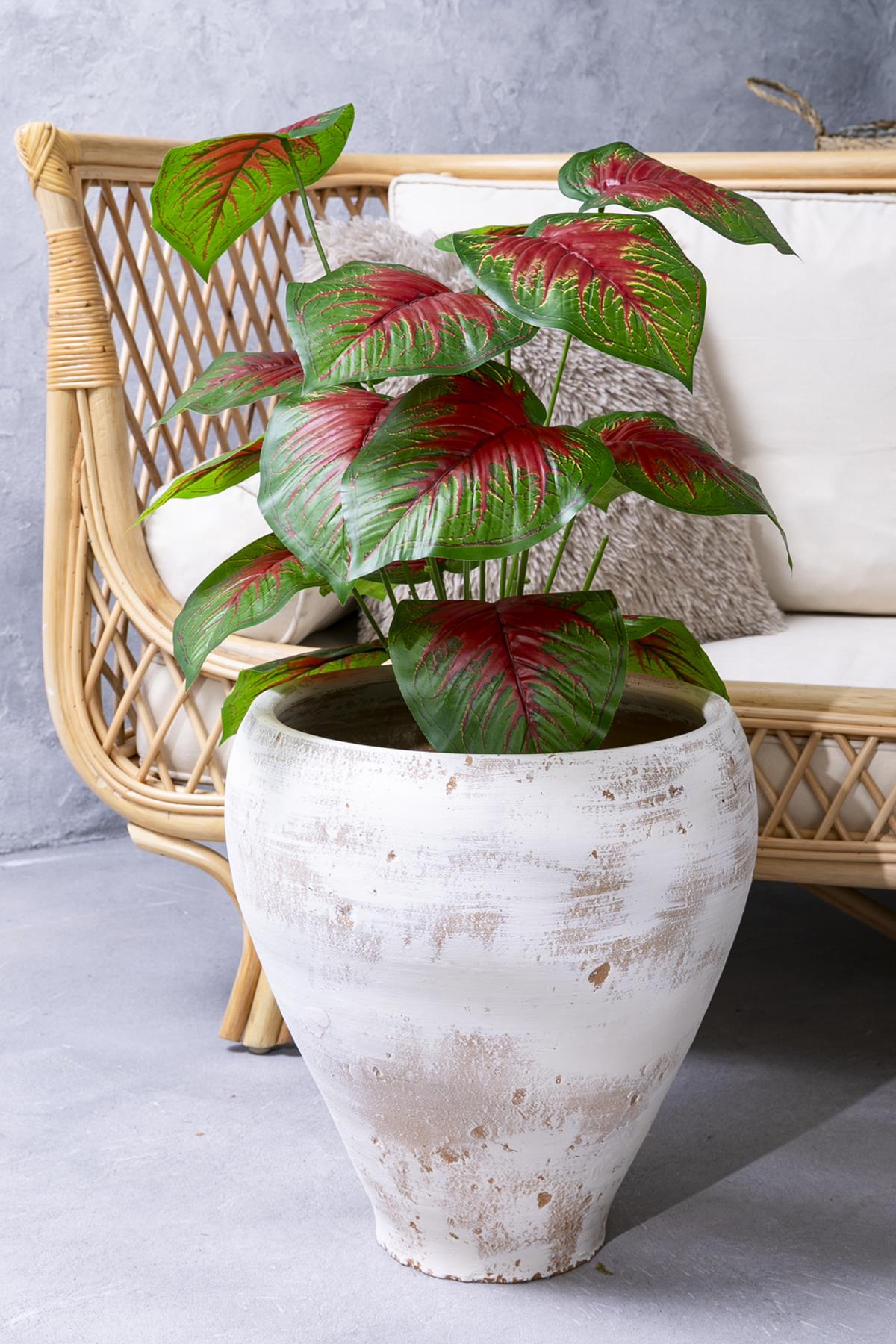 Yapay Salon Köşe Çiçeği Devetabanı Kırmızı 65 Cm