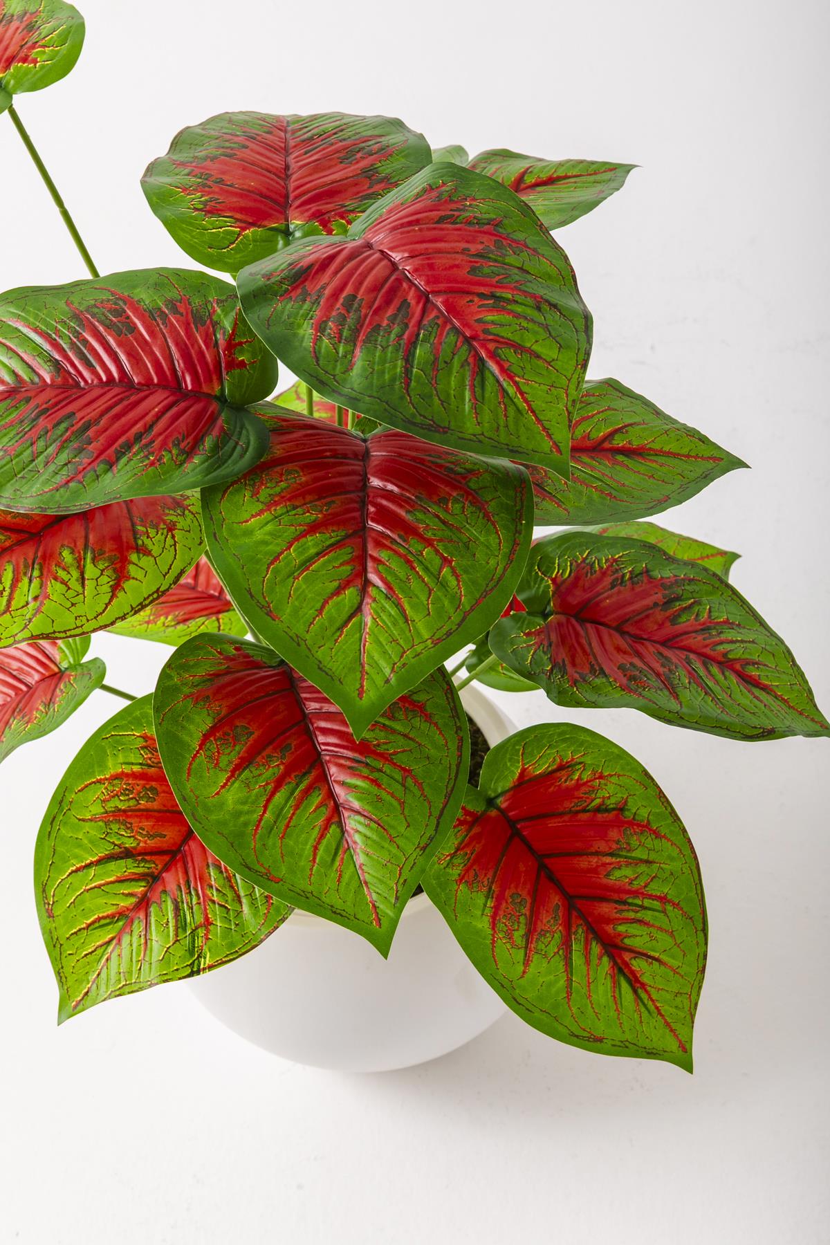 Yapay Salon Köşe Çiçeği Devetabanı Kırmızı 65 Cm Küre Saksı