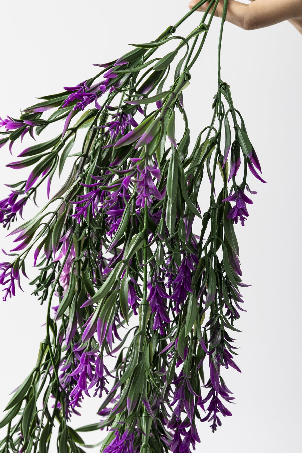 Yapay Sarmaşık Kılıç (Uv) Korumalı Yeşil Mor 80 Cm 5 Dal (Uv)