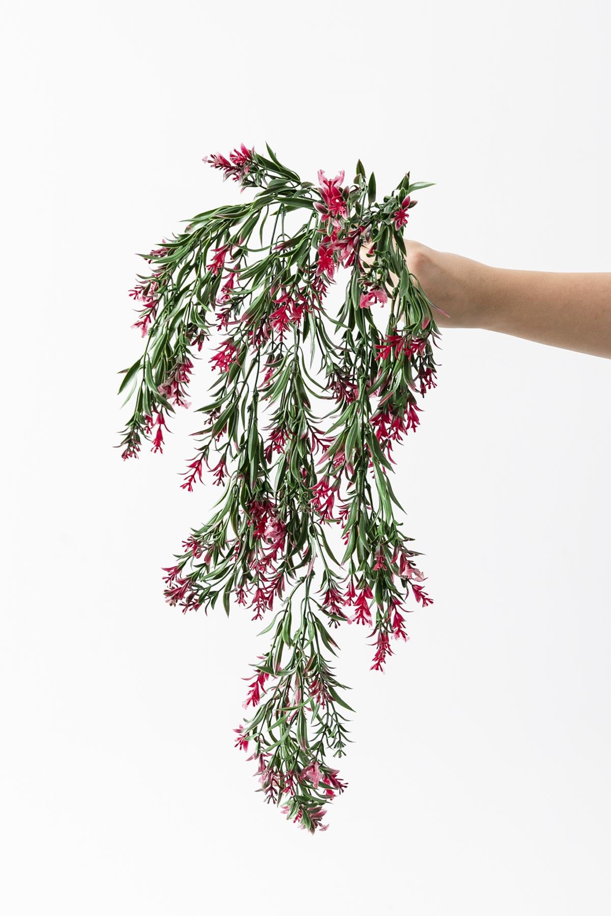 Yapay Sarmaşık Uv Korumalı Küpe Yeşil Pembe 80 Cm 5 Dal (Uv)