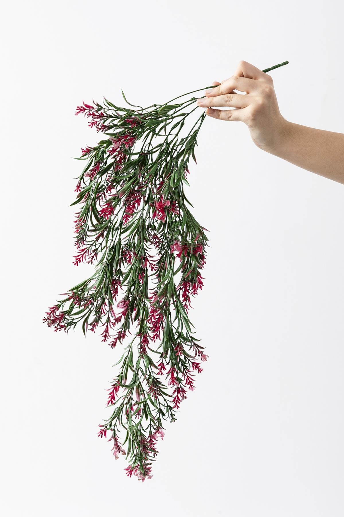 Yapay Sarmaşık Uv Korumalı Küpe Yeşil Pembe 80 Cm 5 Dal (Uv)