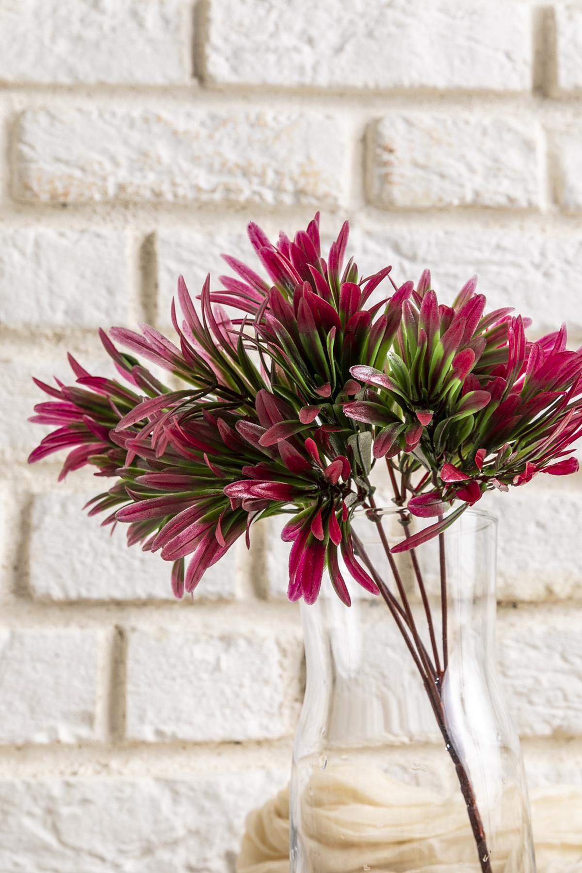 Yapay Şefrole Demeti Yeşil Pembe 30 Cm 5 Dal(Uv)