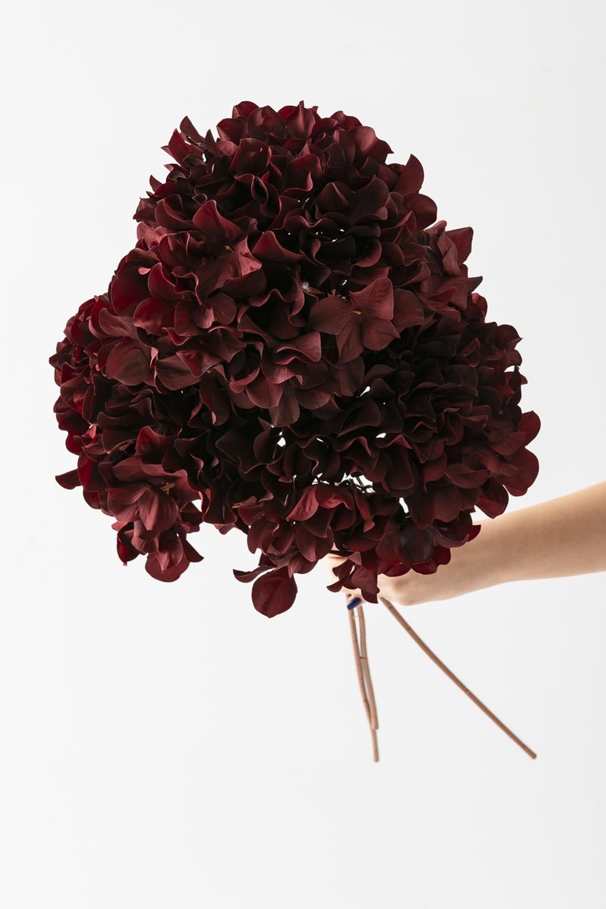 Yapay Vazo Çiçeği Ortanca 75 Cm 5 Dal Bordo