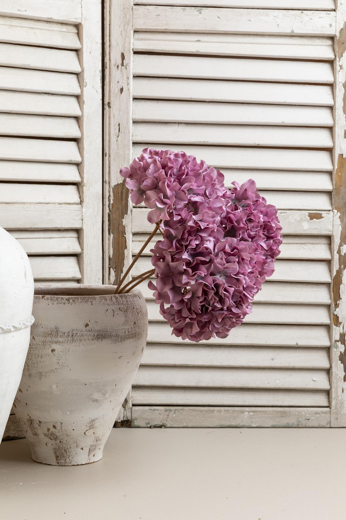 Yapay Vazo Çiçeği Ortanca 75 Cm 5 Dal Gül Kurusu