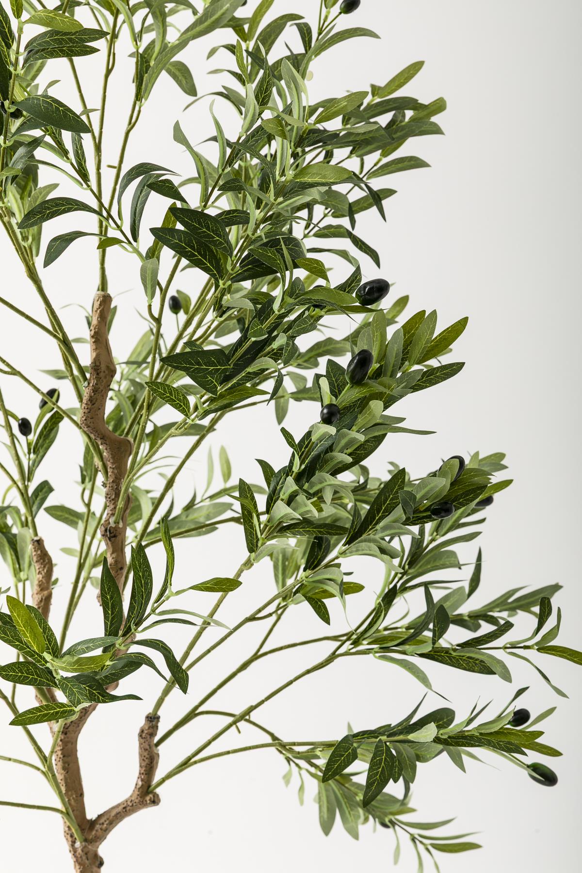 Yapay Zeytin Ağacı 175 Cm Siyah Gümüş Metal Saksı