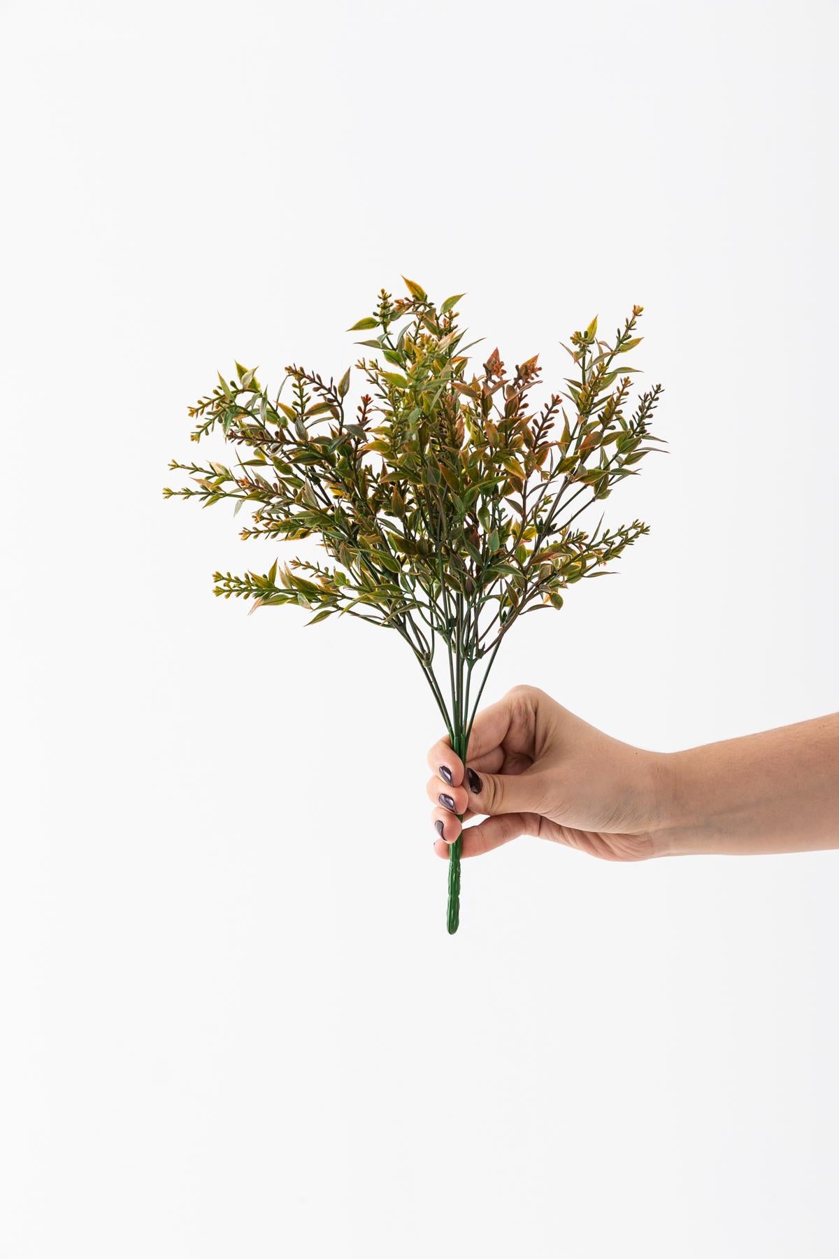 Yapay Zeytin Çiçeği Demet Yeşil Turuncu 35 Cm 5 Dal