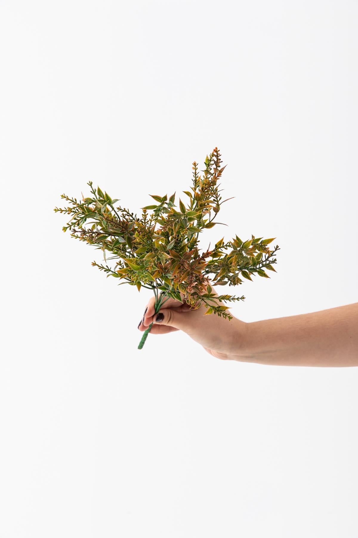 Yapay Zeytin Çiçeği Demet Yeşil Turuncu 35 Cm 5 Dal