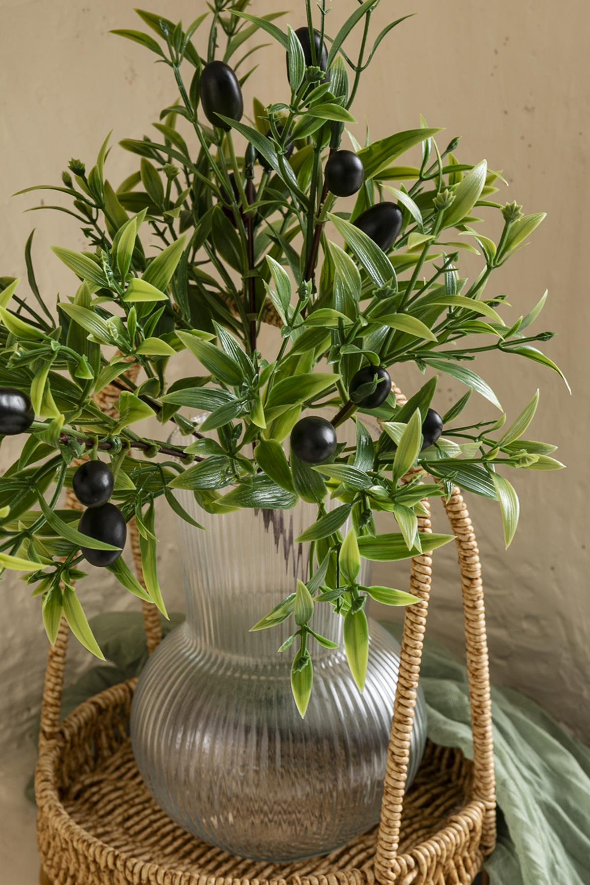 Yapay Zeytin Demeti Yeşil 35 Cm 5 Dal