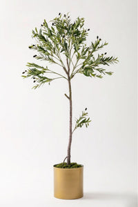 Yapay Zeytin Ağacı 160 Cm Gold Metal Saksı