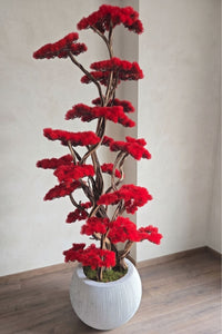 Yapay Lüx Bonsai Ağacı 200 cm 40 Dal Kırmızı