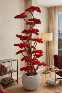 Yapay Lüx Bonsai Ağacı 200 cm 40 Dal Kırmızı
