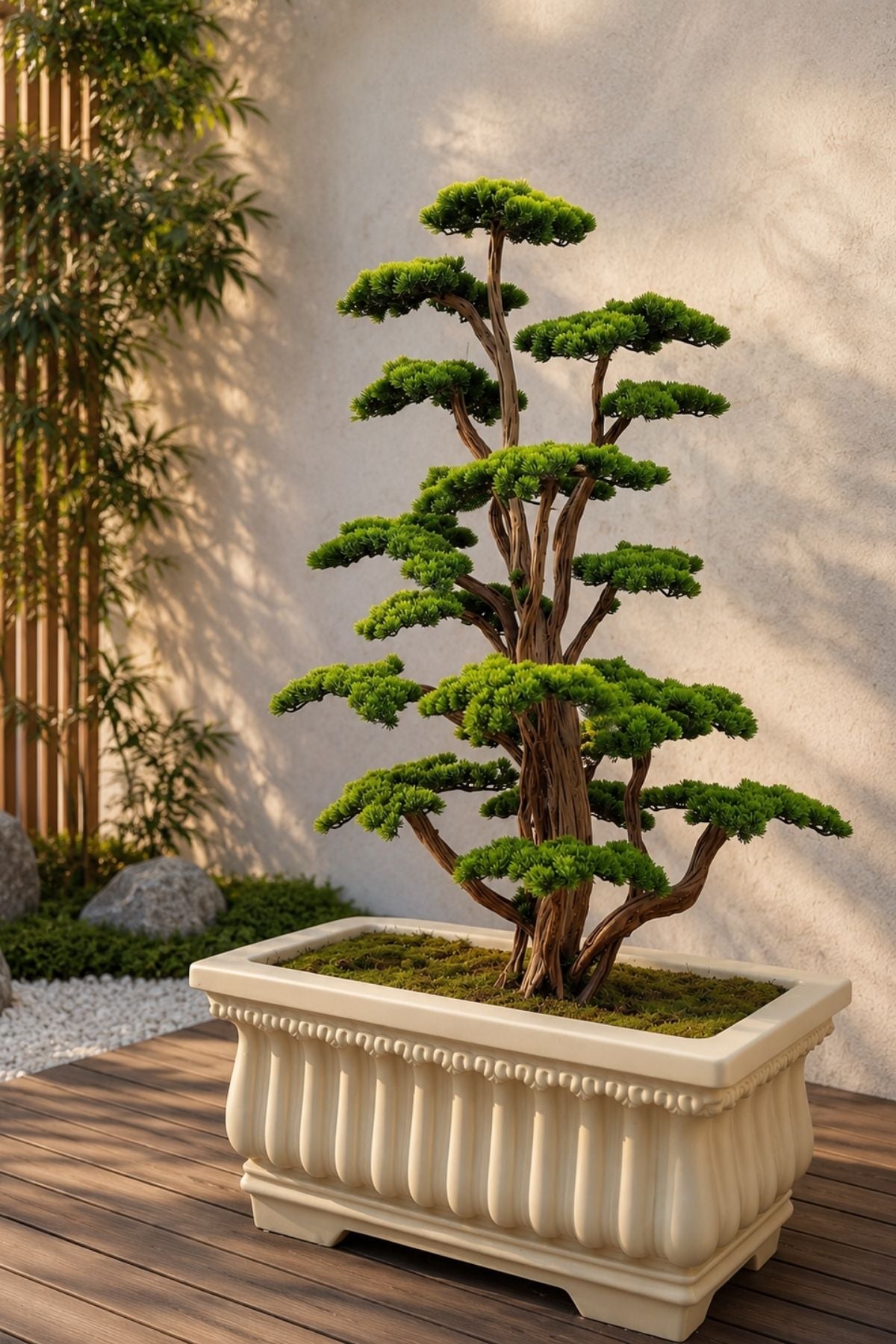 Yapay Lüx Bonsai Ağacı Fiber Saksı 200 cm 58 Dal