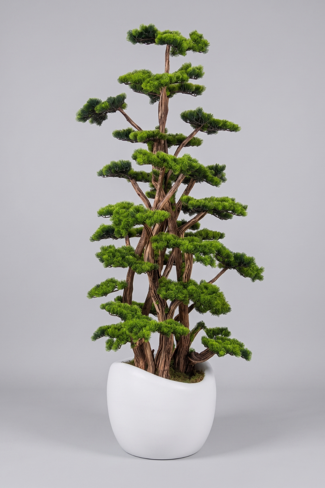 Yapay Lüx Bonsai Ağacı 200 cm 80 Dal Beyaz Fiber Saksı