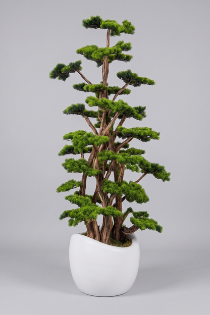 Yapay Lüx Bonsai Ağacı 200 cm 80 Dal Beyaz Fiber Saksı