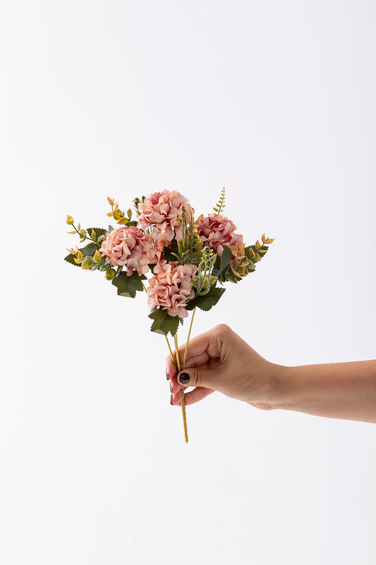 Yapay Ortanca Çiçeği 30 Cm 5 Dal Açık Pembe