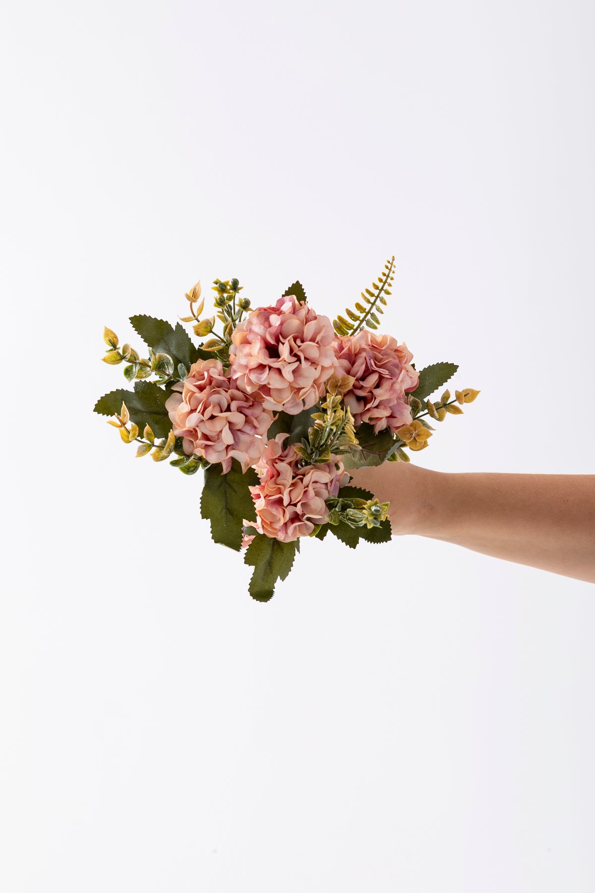 Yapay Ortanca Çiçeği 30 Cm 5 Dal Açık Pembe