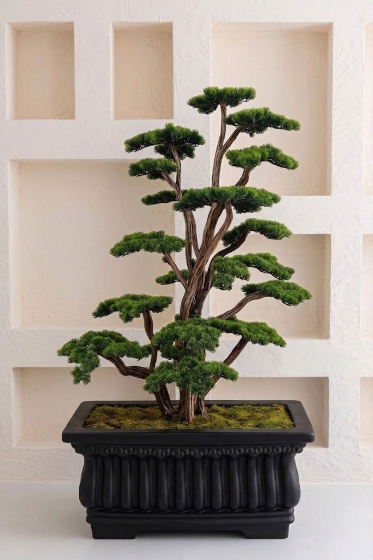 Yapay Lüx Bonsai Ağacı Siyah Fiber Saksı 200 cm 58 Dal