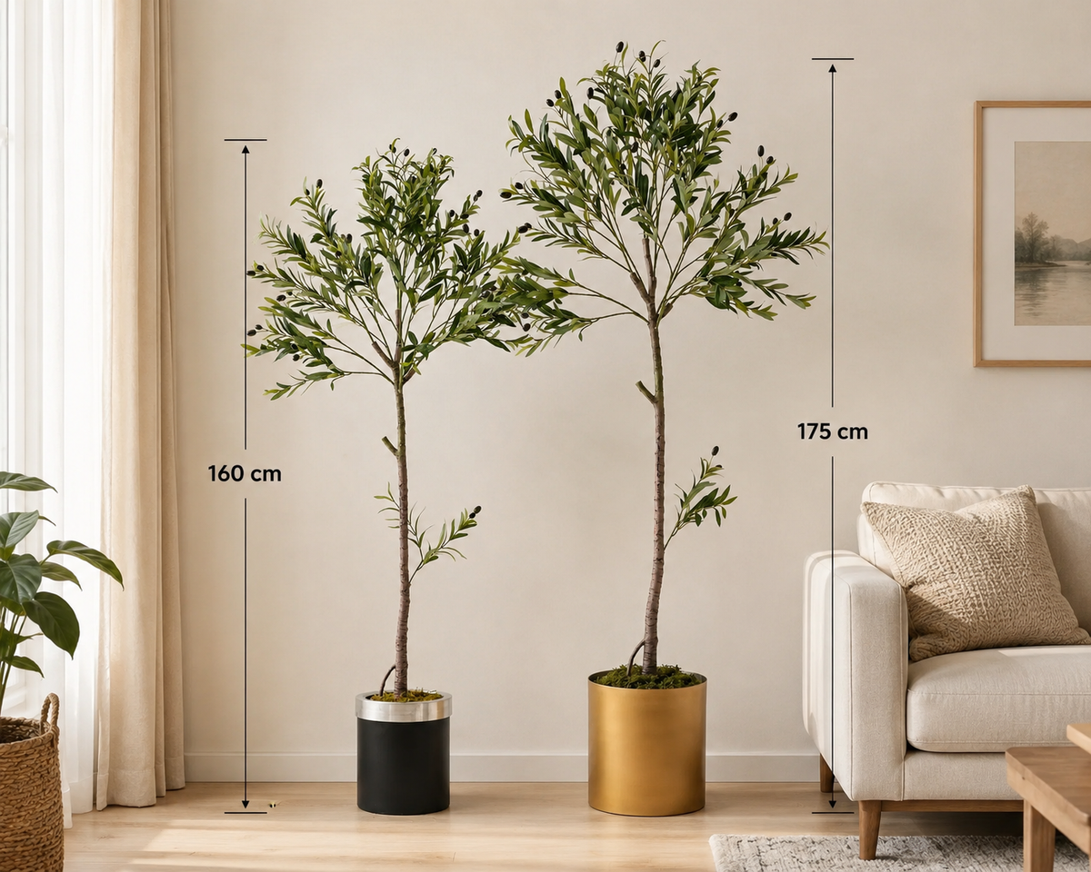 Yapay Zeytin Ağacı 175 Cm Gold Metal Saksı