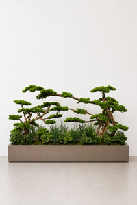 Premium Yapay Botanik 150 cm Bonsai Aranjmanı Fiber Saksılı 180x30x20