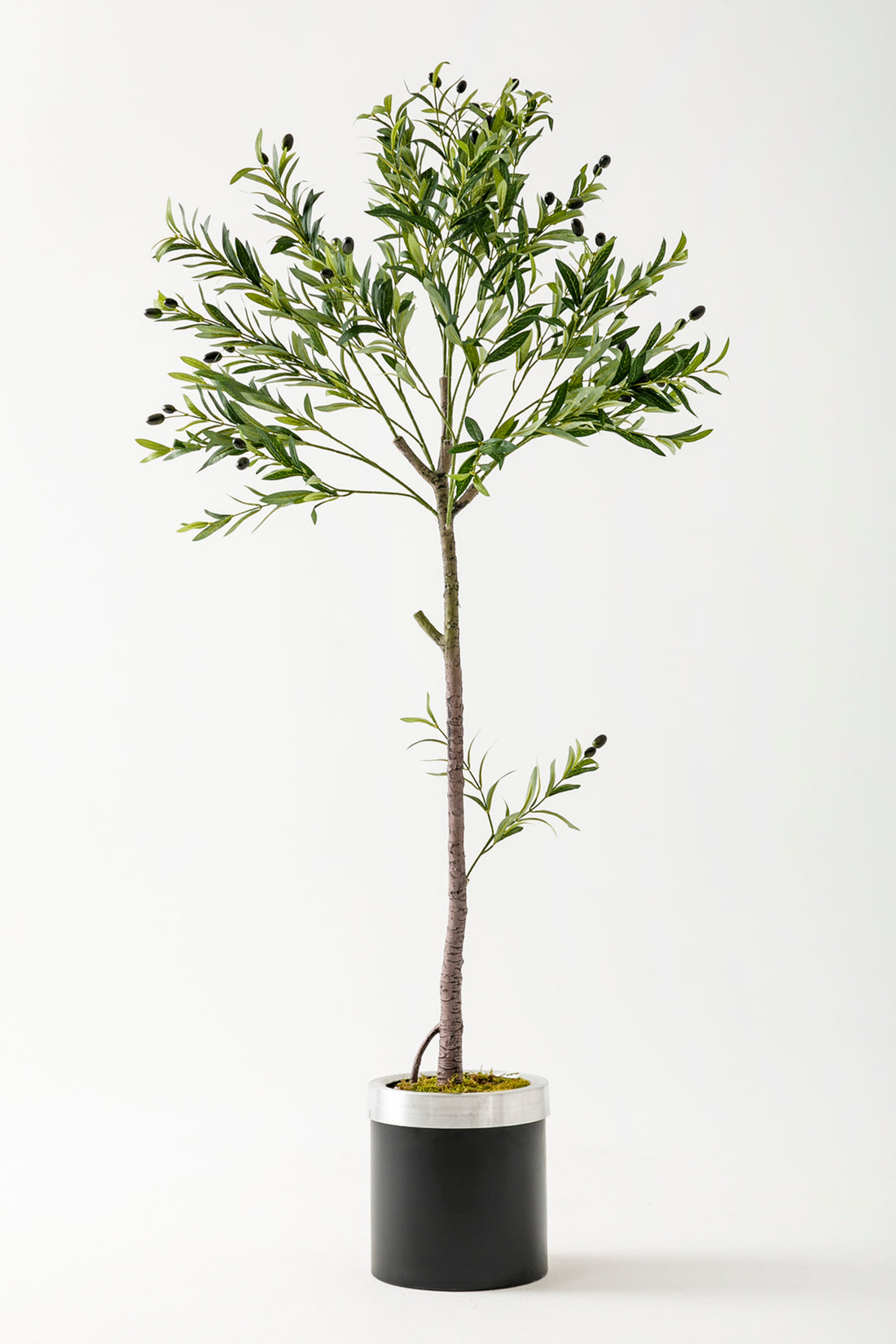 Yapay Zeytin Ağacı 160 Cm Siyah Gümüş Metal Saksı