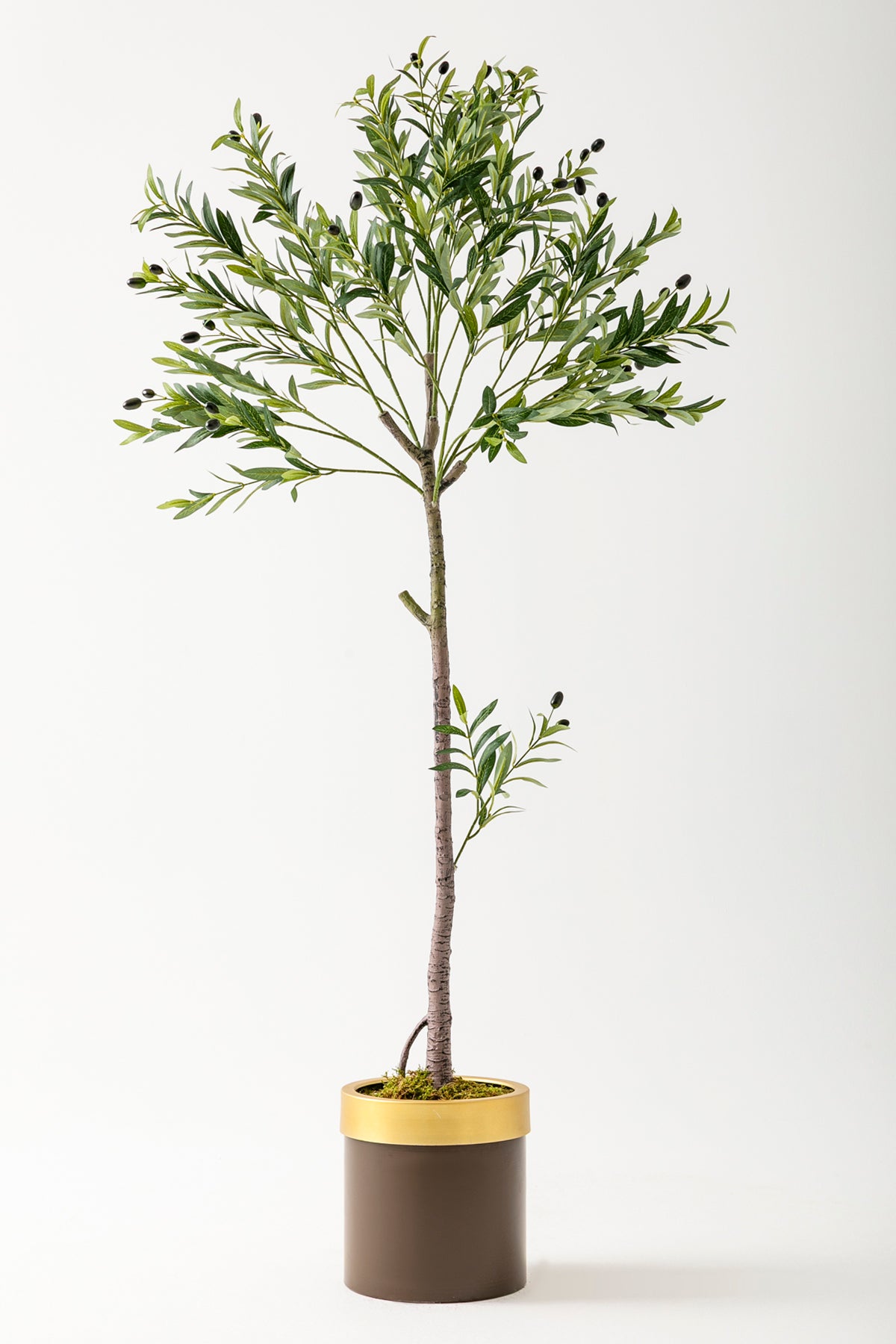 Yapay Zeytin Ağacı 160 Cm Kahverengi Gold Metal Saksı