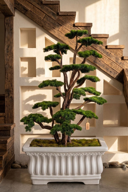 Yapay Lüx Bonsai Ağacı Beyaz Fiber Saksı 200 cm 58 Dal