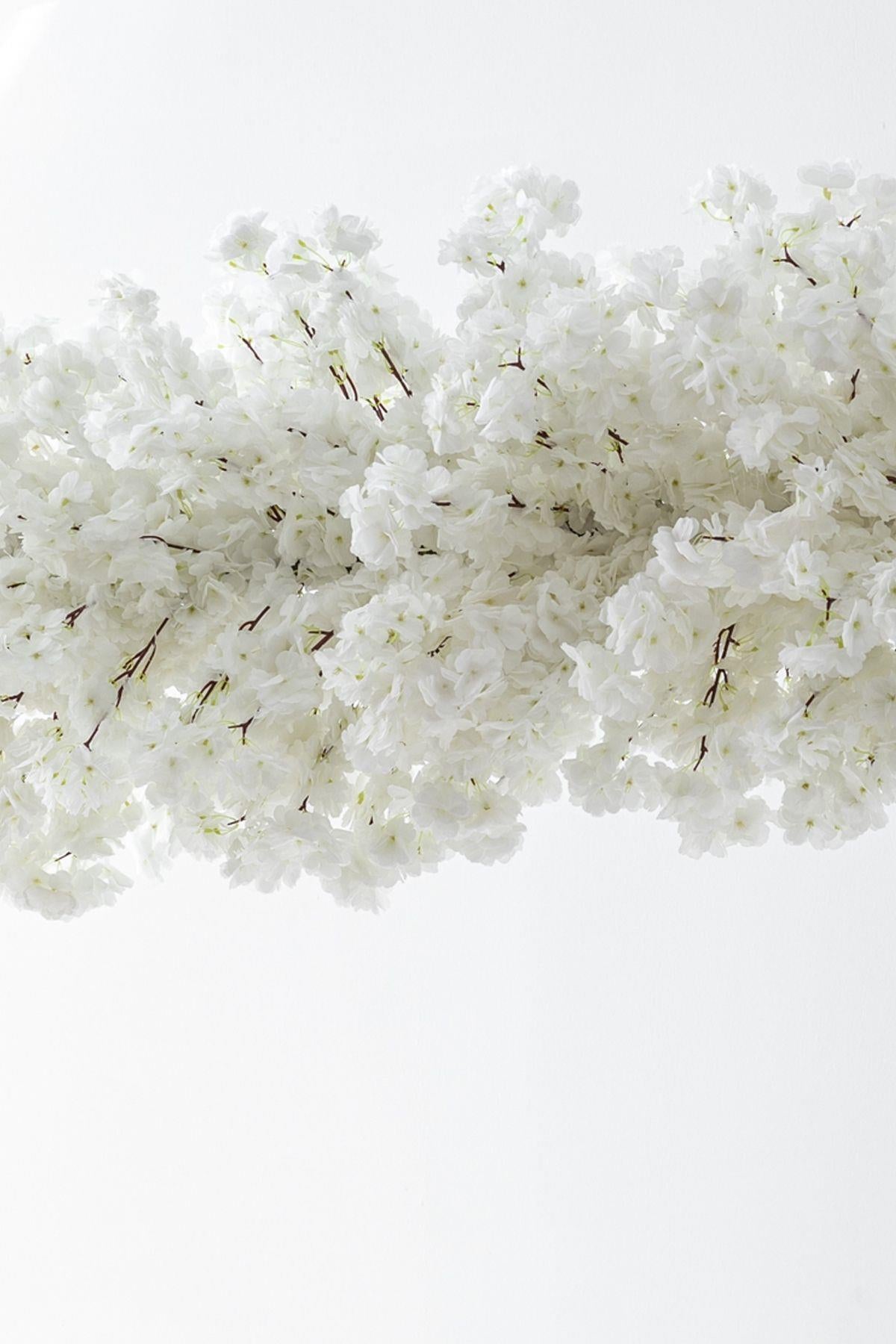 Büyük Yapay Bahar Dalı Çiçeği Beyaz