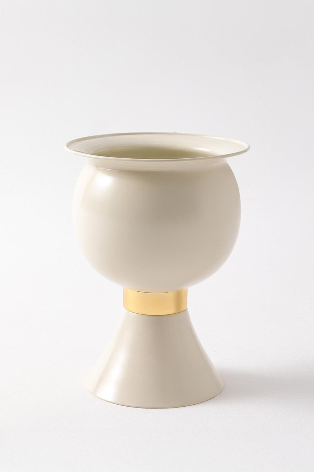 Metal Darbuka Saksı Krem 30*45