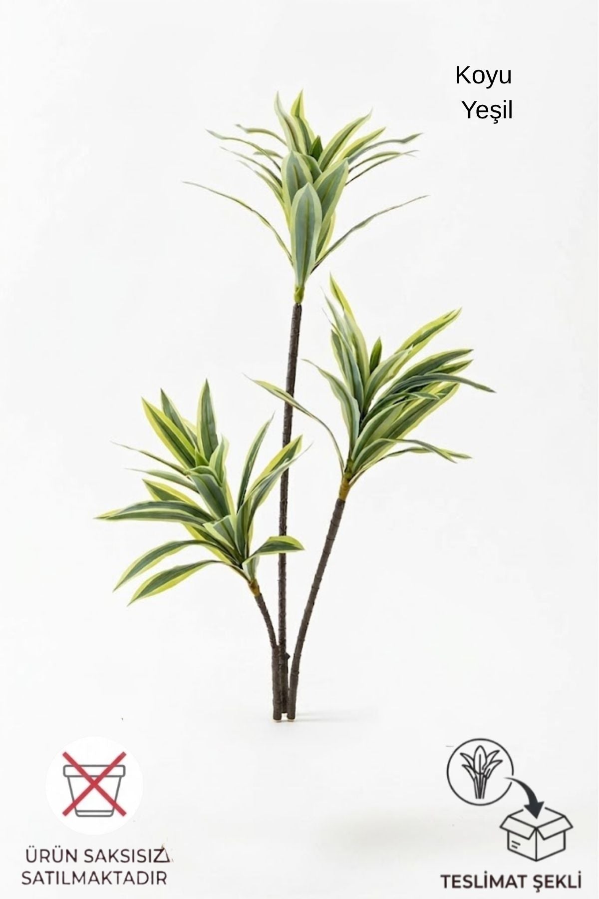 Yapay Dracena Koyu Yeşil 80 Cm Saksısız
