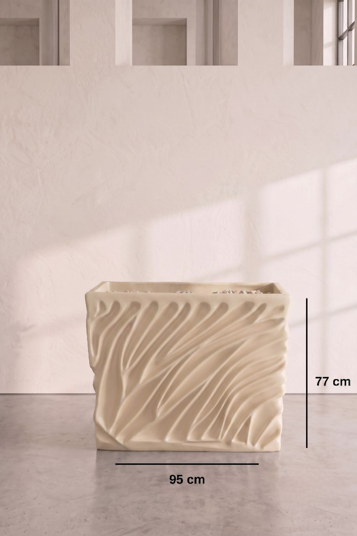 Wave Fiberglass Dekoratif Saksı 95x27x77 cm (Uv)