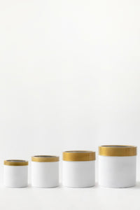 Metal Saksı Beyaz Gold Bilezikli 4'lü Set