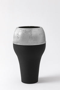 Metal Saksı Damla 35*70 Siyah Gümüş