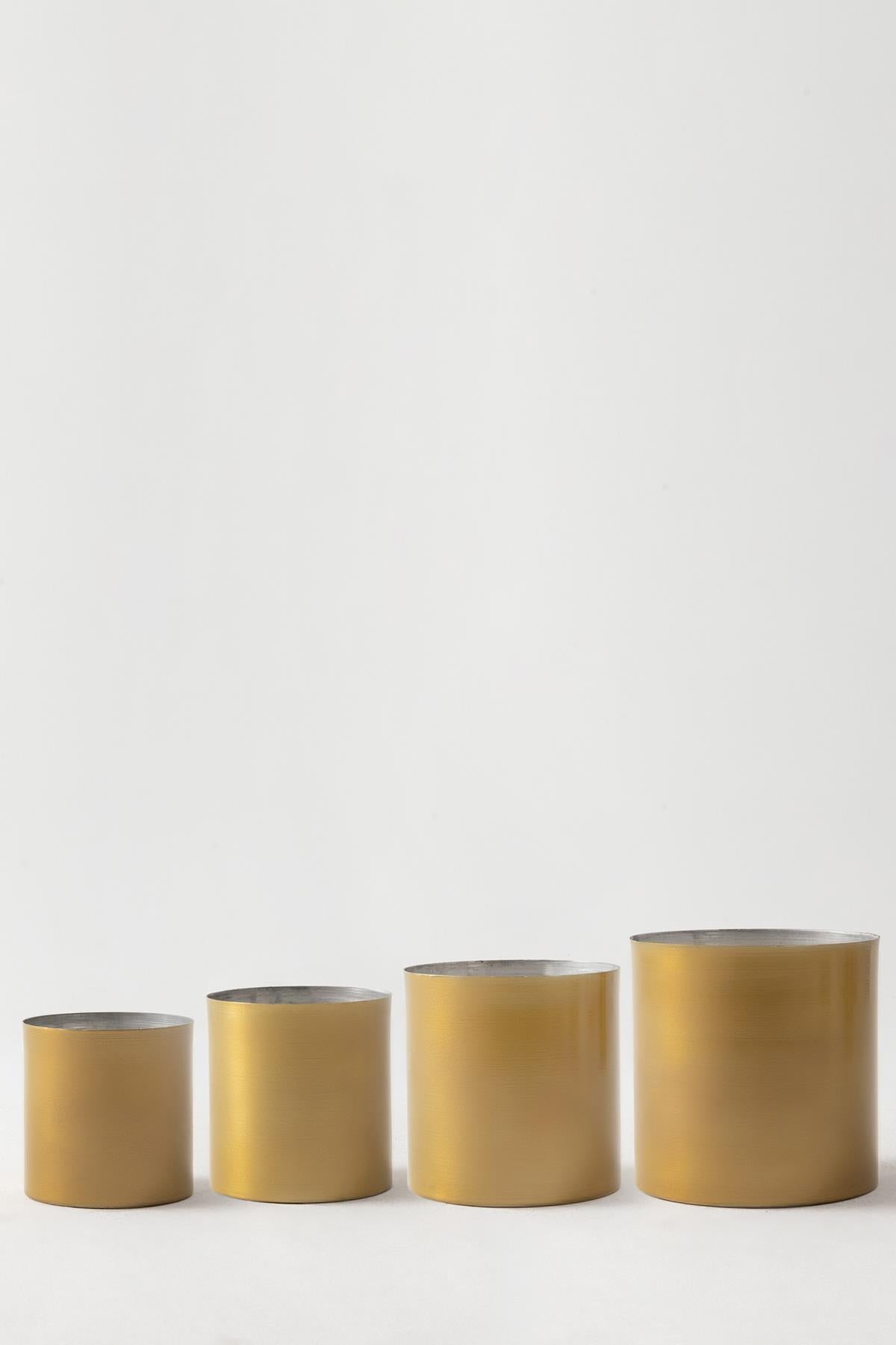 Metal Saksı Gold 4'lü Set