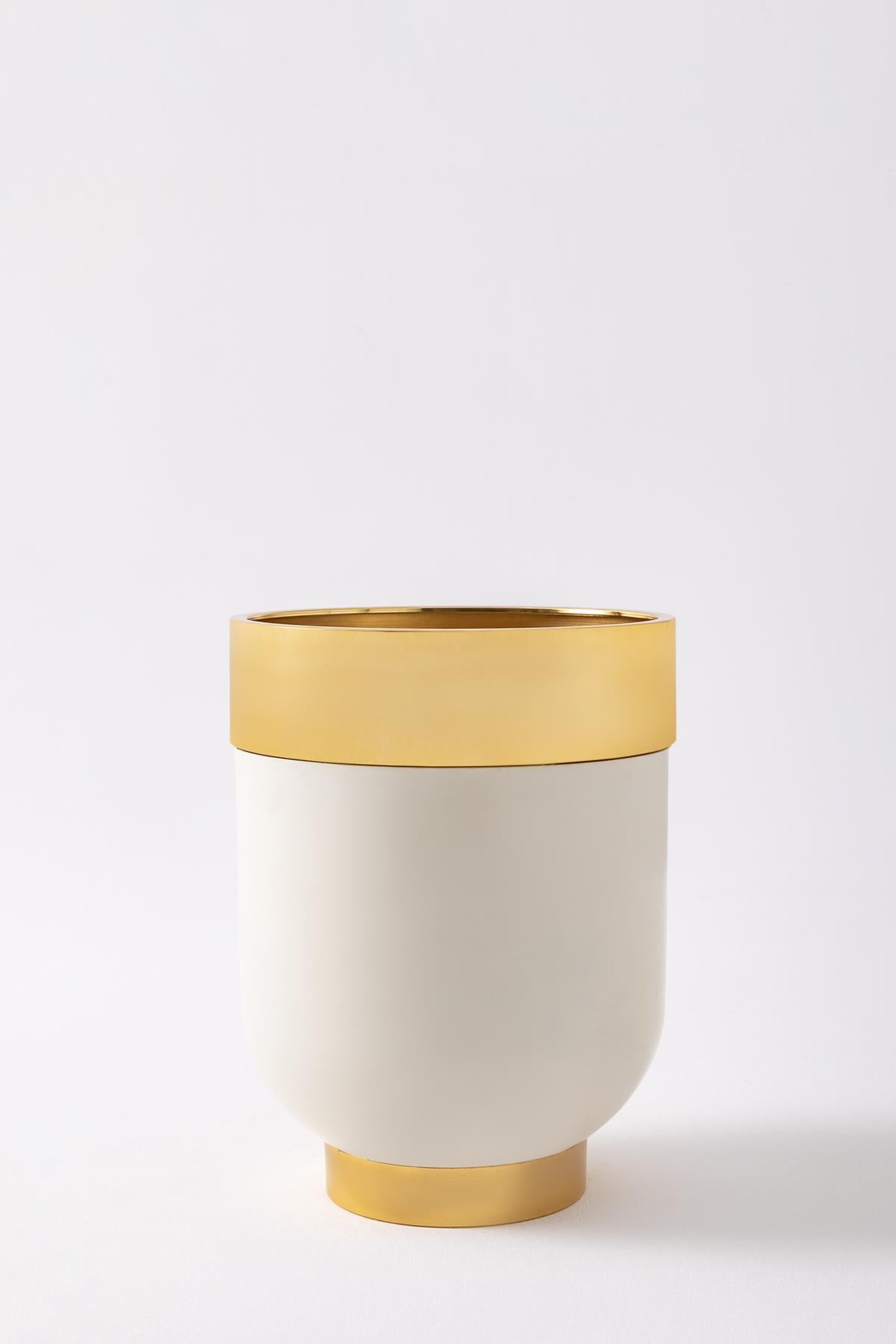 Metal Saksı Lüks Darbuka 40*50 Beyaz Gold