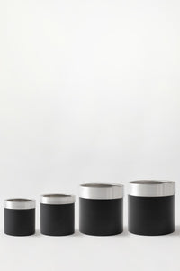 Metal Saksı Siyah Gümüş Bilezikli 4'lü Set