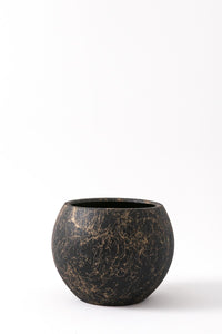 Plastik Küre Saksı 38*29 Gri Siyah Gold