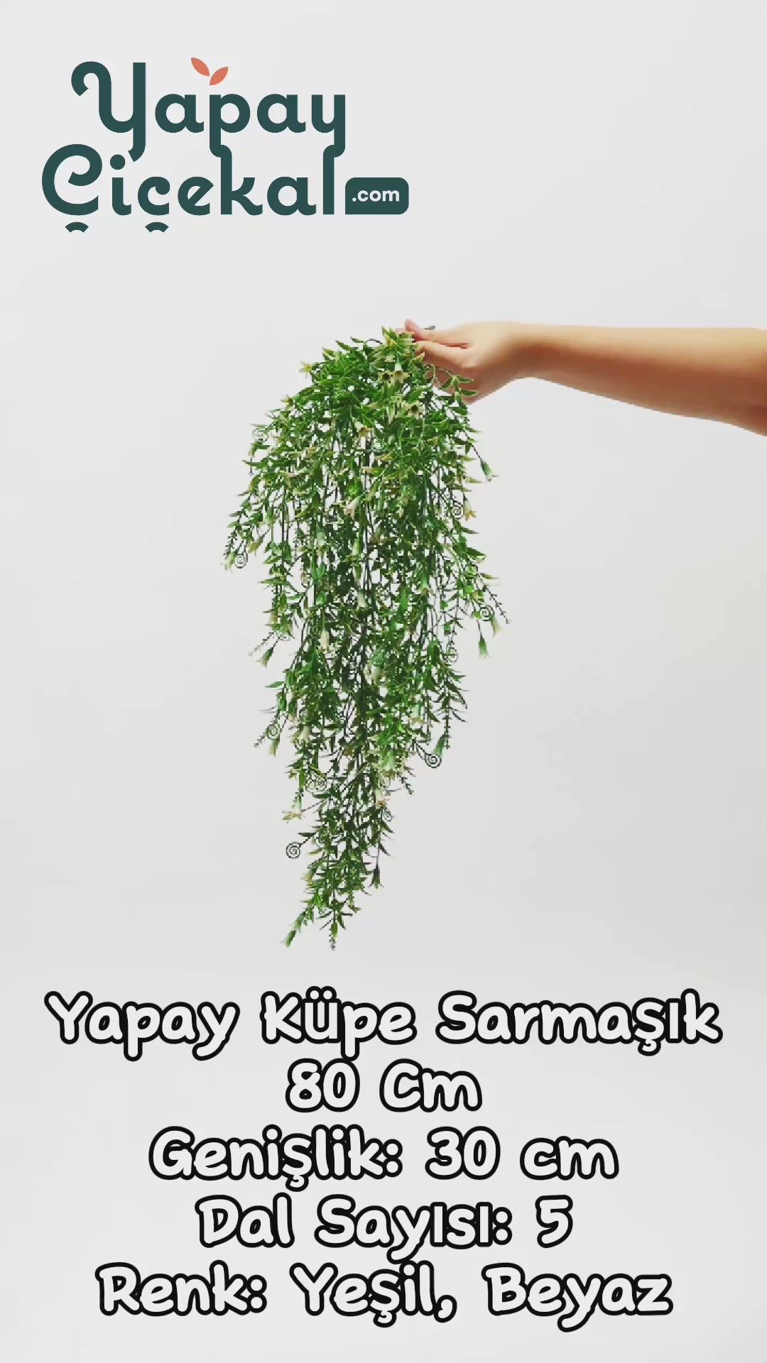 Yapay Sarmaşık Uv Korumalı Küpe Yeşil Beyaz 80 Cm 5 Dal