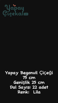 Yapay Begonvil Çiçeği 75 cm Lila  22 dal