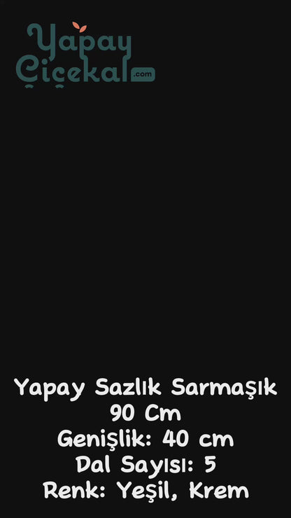Yapay Sarmaşık Sazlık Yeşil Krem 90 Cm 5 Dal