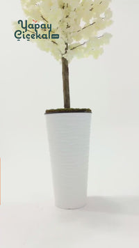 Yapay Ağaç Beyaz Bahar Dalı 180 Cm Konik Saksı