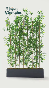 Yapay Bambu Seperatör 180 Cm Ahşap Antrasit Saksı