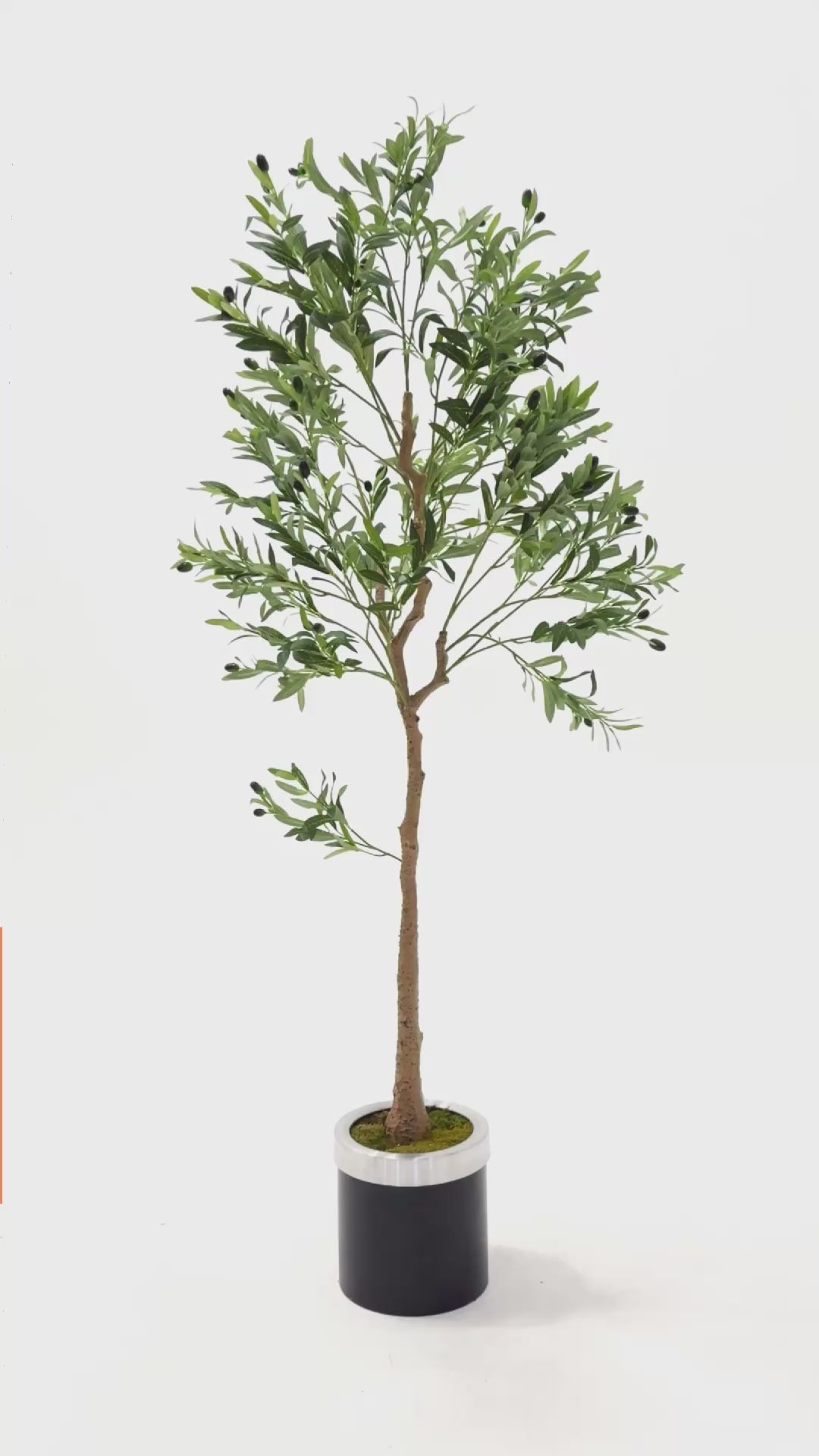 Yapay Zeytin Ağacı 175 Cm Siyah Gümüş Metal Saksı