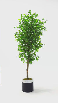 Yapay Benjamin Ağacı 180 Cm Siyah Gümüş Metal Saksı