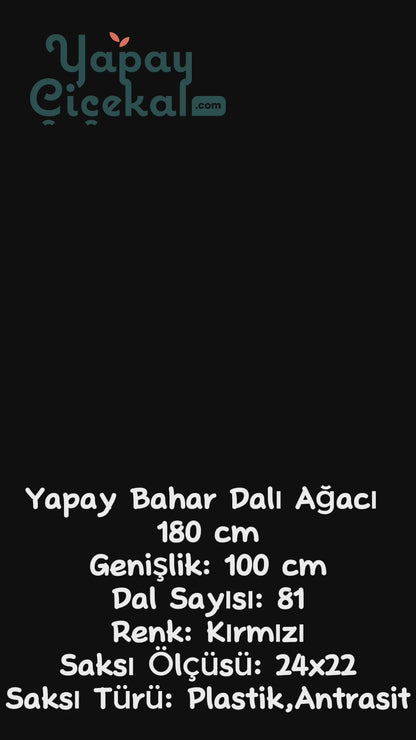 Yapay Bahar Dalı Ağacı Kırmızı 180 Cm 81 Dal