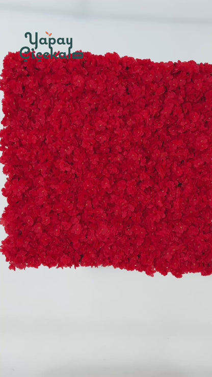 Yapay Çiçek Duvarı 100x100 Kırmızı