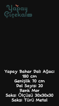 Yapay Bahar Dalı Ağacı Mor 180 cm 60 Dal