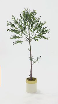 Yapay Zeytin Ağacı 160 Cm Krem Gold Metal Saksı