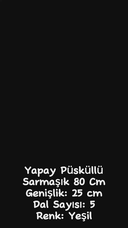 Yapay Püsküllü Sarmaşık Uv Korumalı Yeşil 80 Cm 5 Dal